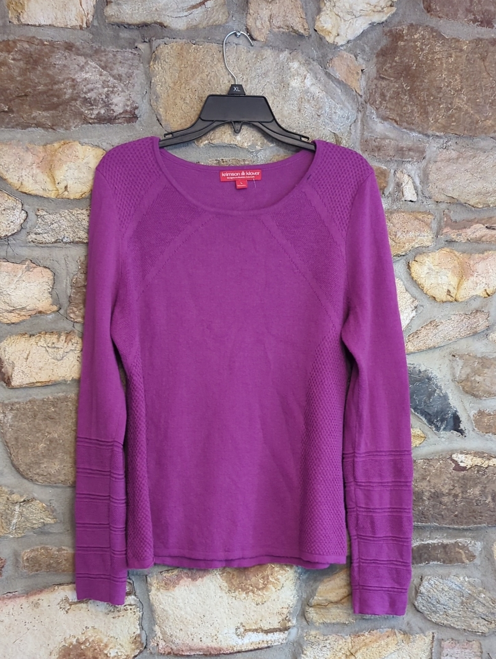 Krimson Klover Wool Blend Purple Textured Knit Long Sleeve Top
